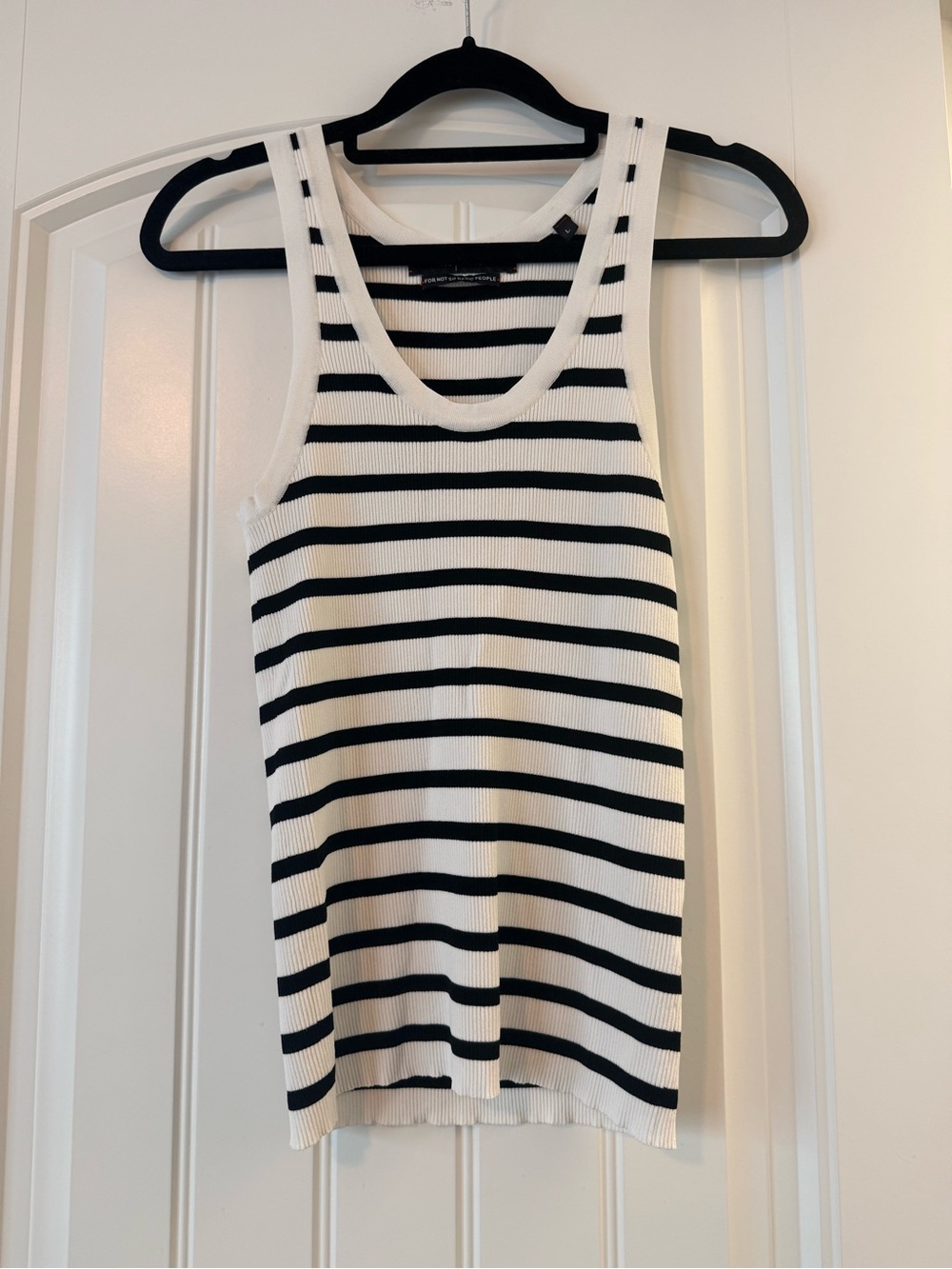 Nordstrom Black and White Striped Ribbed Tank
